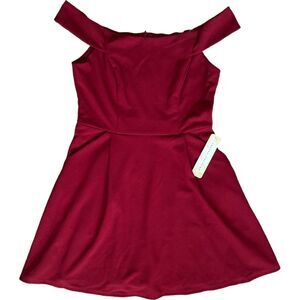 Social Couture Wine Red  A Line Mini Dress, L